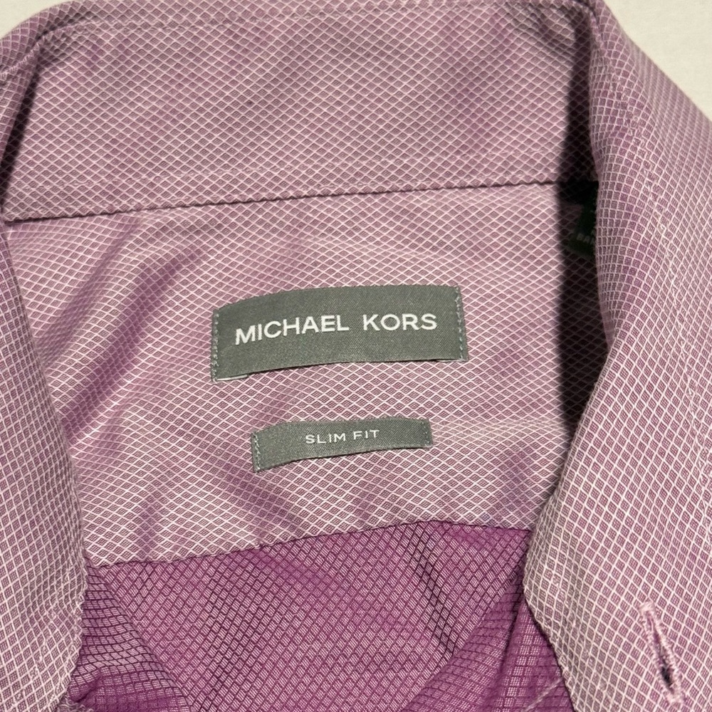 Michael Kors Purple Dress Shirt with Gingham Pattern